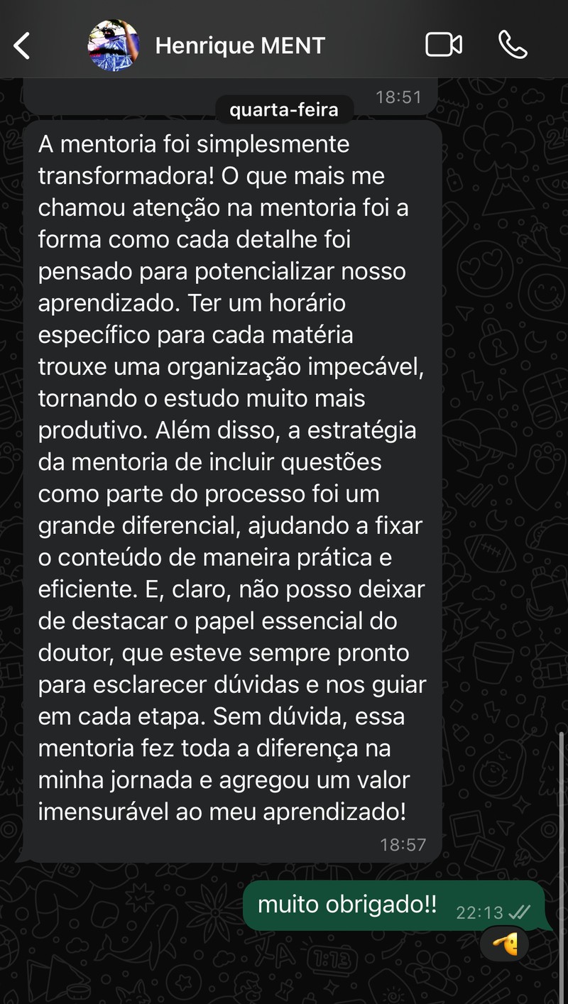 Depoimento de mentorado 1