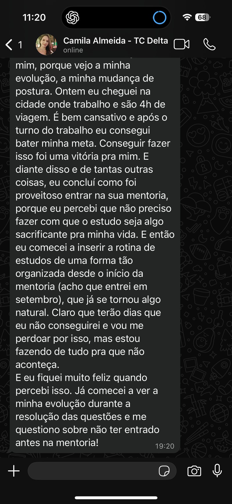 Depoimento de mentorado 4